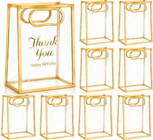 Miniatura 10 de SHIPKEY Bolsas de regalo transparentes de 9.4 x 5.9 x 3.1 pulgadas, pequeña bolsa de regalos para cumpleaños, boda, fiesta, bolsa de regalos