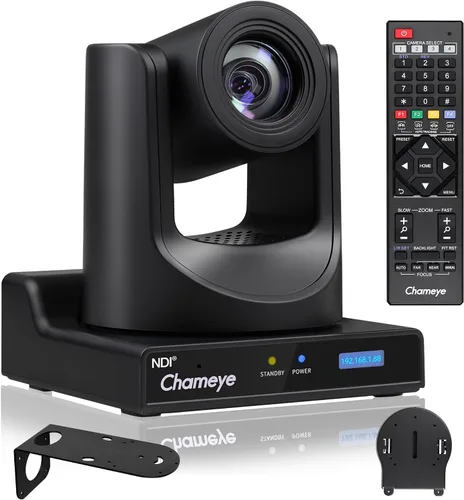 Miniatura 11 de Chameye Cámara PTZ NDI 4K 60FPS NDI, cámara de transmisión en vivo con seguimiento automático AI, compatible con salida 4K 60fps NDI HX3, zoom Negro