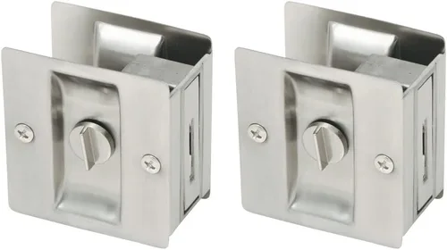 Design House 182121 Cerradura de privacidad para puerta de bolsillo para cama y baño, paquete de 2 unidades de níquel satinado