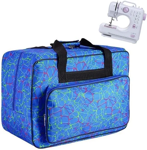 Miniatura 8 de Estuche de transporte para máquina de coser con asa, bolsa de nylon, estuche de transporte con acolchado y bolsillos con asas, adecuado para la Rojo