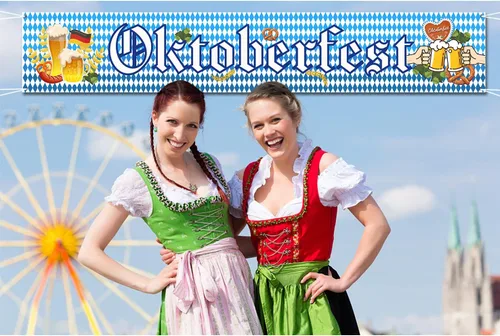 Miniatura 4 de Bandera del Oktoberfest, decoración bávara azul y blanca del Oktoberfest, 19.7*118.1 in, 1pc con cuerda de 19.7 ft