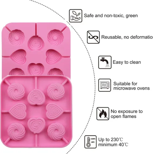 Miniatura 5 de Paquete de 2 moldes de silicona para piruletas de Pascua, 8 moldes de silicona para piruletas de conejito de cavidad, molde de caramelo duro
