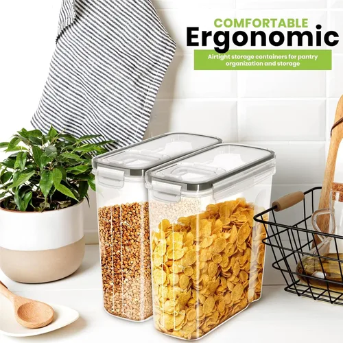 Miniatura 4 de Dispensador de cereales, dispensador de arroz, 4 unidades, recipientes herméticos para almacenamiento de arroz, dispensador de cereales para harina