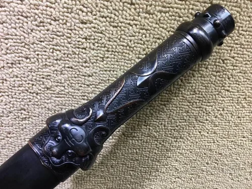 Miniatura 2 de Espada de león, hoja azul de acero de alto manganeso, vaina negra, ajuste de aleación, longitud de 29 pulgadas