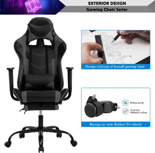 Miniatura 7 de Silla para videojuegos, silla de videojuegos, silla de juegos de computadora barata, silla de juegos de piel sintética, respaldo alto, silla