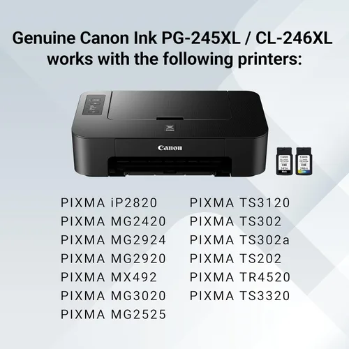 Miniatura 5 de Canon PG-245 XL / CL-246 XL - Paquete económico de tinta auténtica (2 cartuchos) con papel fotográfico de 50 hojas, compatible con iP2820