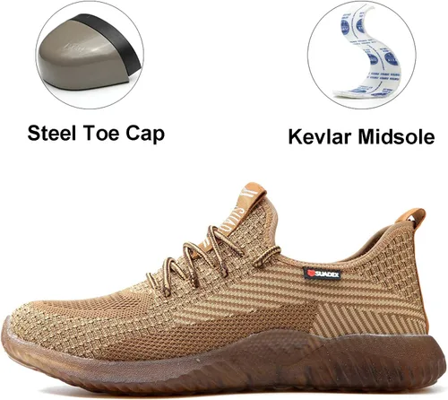 Miniatura 91 de SUADEX Zapatos deportivos con punta de acero para hombres y mujeres, indestructibles, ligeros, cómodos, antideslizantes, puntera compuesta