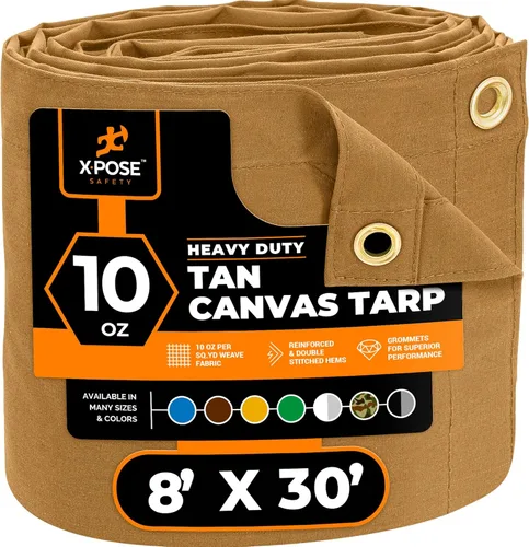 Miniatura 26 de Xpose Safety Lona de Lona - Lonas de Lona Verde de 10oz Resistentes al Agua con Ojales de Latón - Lona Multiusos para Exteriores para Campamento