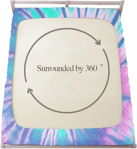 Miniatura 4 de MUSOLEI Juego de sábanas bajeras de teñido anudado para niñas, color rosa y azul, juego de ropa de cama bohemio de 2 piezas, sábana bajera de Tie Dye