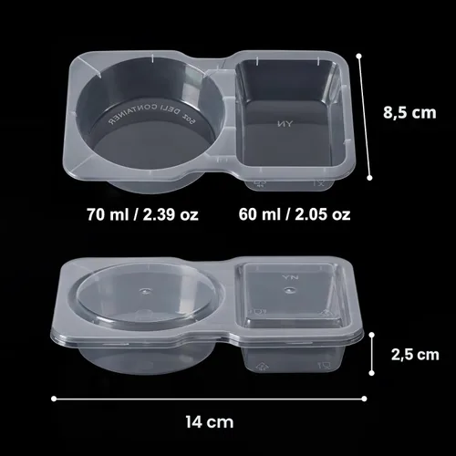 Husfunov Juego de 15 Envases Reutilizables para Aperitivos con Tapas, Caja de Sumersión para Salsas de 2 Compartimentos a Prueba de Fugas, Envases