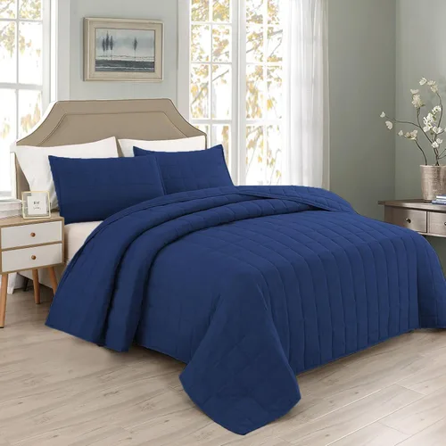 Miniatura 6 de EMME Colchas Juegos de Ropa de Cama Tamaño Queen Colcha Azul Marino, Juego de Cama Suave y Ligero Prelavado, Cubrecama de Microfibra Reversible