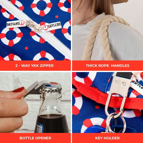 Miniatura 4 de SHYLERO Bolsa de playa y bolsa de piscina. Tiene bolsa hermética, tonelada de bolsillos. La bolsa de playa tiene cremallera, repelente al agua.