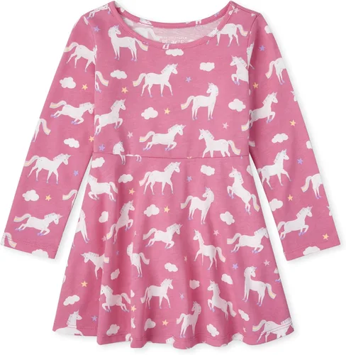 Miniatura 34 de The Children's Place Vestido diario estampado de manga larga para niñas de talla única y niños pequeños