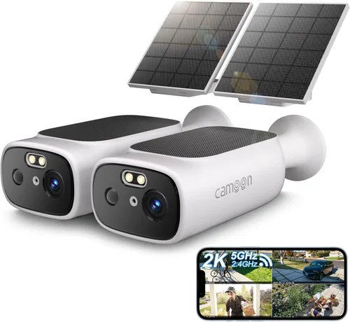 Miniatura 10 de Cámaras de seguridad solar 2K inalámbricas para exteriores, cámaras WiFi de 2.4/5 GHz para seguridad del hogar, detección de movimiento AI, visión