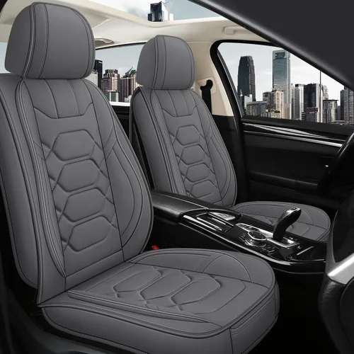 Miniatura 12 de Pariitadin Juego completo de fundas de cuero para asiento de automóvil, impermeables, transpirables, de piel sintética, fundas de asiento