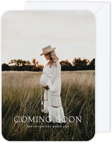 Miniatura 19 de Andaz Press Tarjetas de anuncios de embarazo personalizadas con sobres, Baby Is On The Way Ideas personalizadas para revelar ideas de anuncio de El
