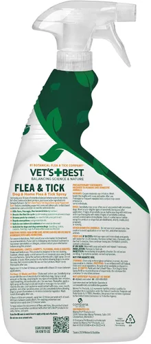 Miniatura 10 de Vet's Best Spray para pulgas y garrapatas para el hogar, tratamiento de pulgas y garrapatas a base de plantas para perros y uso en interiores, spray
