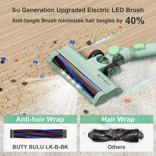 Miniatura 4 de BUTY BULU - Aspiradora inalámbrica de mano, batería recargable de 2200mAh, 30KPa, aspiradora ligera pequeña, escoba eléctrica, pantalla LED, tiempo