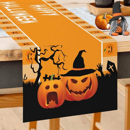 Miniatura 10 de GOOESING Camino de mesa de otoño, calabazas azules y blancas, hojas de eucalipto, caminos de mesa de otoño, Acción de Gracias, cocina, comedor