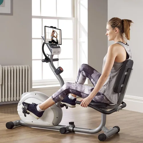 Miniatura 6 de Mippko Soporte para tableta para cinta de correr/elíptica/bicicleta giratoria/pelotón/ciclo interior, brazo de cuello de cisne, soporte