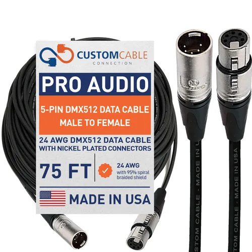 Miniatura 11 de Custom Cable Connection Cable de datos XLR de 24 AWG (calibre) DMX512 de 10 pies de 5 pines macho a hembra para iluminación de escenario, luces LED