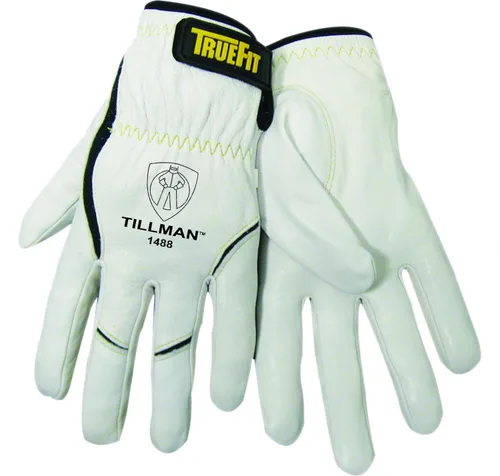 John Tillman and Co. Grandes 11" Guantes de soldador TrueFit sin forro de piel de cabra de grano superior Pearl y Black con Kevlar de Dupont, puño