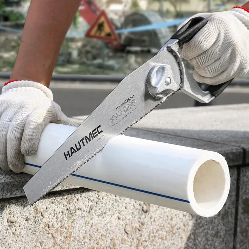 Miniatura 2 de HAUTMEC Sierra de tubo de PVC de 11 pulgadas, sierra de mano resistente para cortar plástico, ABS, paneles de yeso y madera, diente fino de 10 TPI