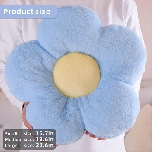 Miniatura 6 de AZCHEN Cojín de almohada de flores Almohada decorativa Almohada de flores para silla Almohada de piso de felpa (19.6 pulgadas, marrón blanco)