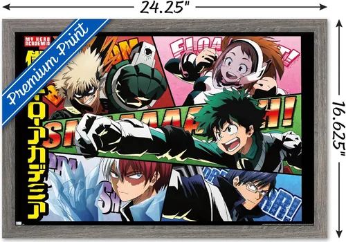 Miniatura 3 de Trends International My Hero Academia - Póster de pared de cómic, 14.72 x 22.37 pulgadas, versión enmarcada de madera de granero