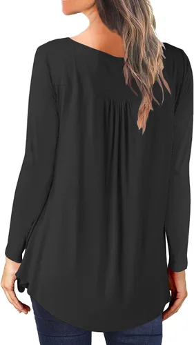 Miniatura 3 de Blusa casual de manga larga para mujer, ajuste holgado, plisada, con estampado floral de otoño