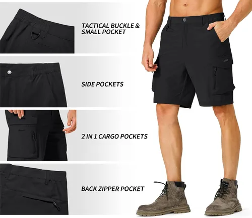 Miniatura 4 de Pantalones cortos de senderismo para hombre, de secado rápido, ligeros, con múltiples bolsillos, para pesca, campamento, golf