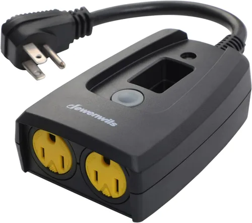 DEWENWILS Temporizadores para exteriores para tomas de corriente impermeables, temporizador de luz para exteriores, temporizador de cuenta regresiva