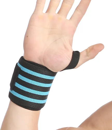 Miniatura 2 de Muñequeras para levantamiento de pesas, correas de muñeca de 18 pulgadas para levantamiento de pesas, muñequeras con bucle para el pulgar, Azul