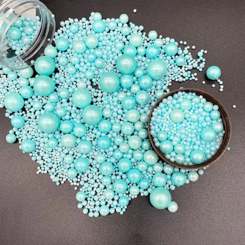 Miniatura 2 de Weraru Gránulos comestibles de azúcar con perlas azules comestibles, tamaño mezclado, para hornear, decoración de pasteles, decoración de galletas