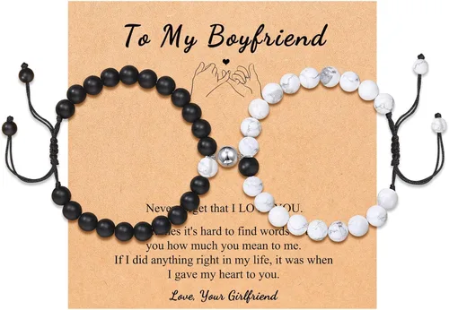 UNGENT THEM I Love You - Pulseras a juego para parejas, regalos para novio, marido, prometido, alma gemela, novia, esposa, día de San Valentín,
