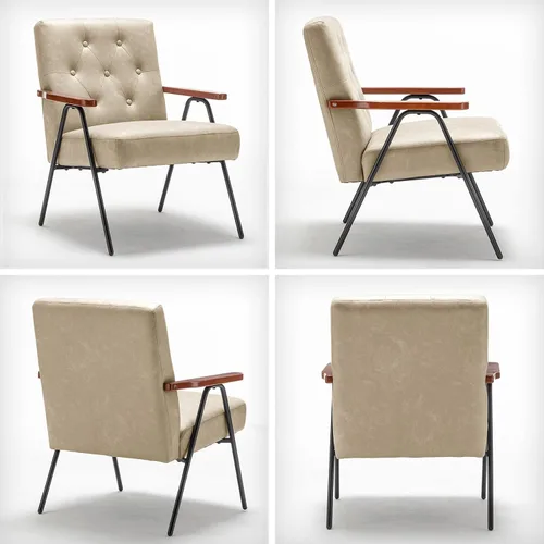 Miniatura 7 de UNICOO - Sillas decorativas modernas, sillón de mediados de siglo, sillas de sala de estar, silla de ocio con patas de metal, sillas laterales