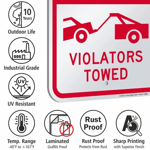 Miniatura 7 de SmartSign Letrero de metal con texto en inglés "Do Not Block Driveway - Violators Towed" de 18 x 12 pulgadas, aluminio laminado a prueba de óxido