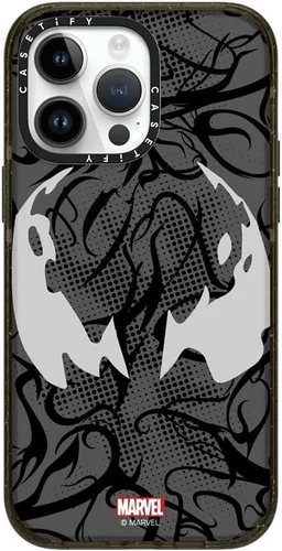 Miniatura 17 de CASETiFY Impact - Funda para iPhone 13 [Spider-Man Co-Lab / protección contra caídas de 6.6 pies] - Máscara Venom - Negro transparente