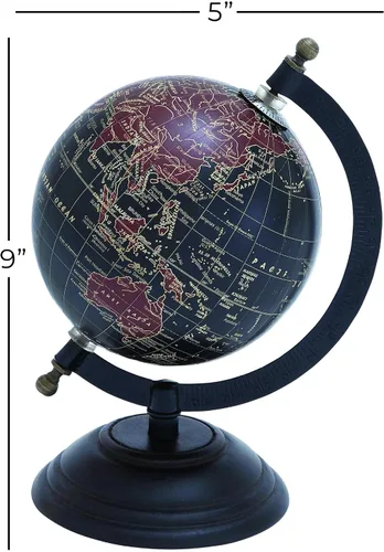 Miniatura 6 de Deco 79 Globo de madera de mango, 6 x 5 x 9 pulgadas, negro