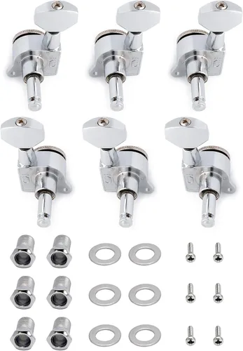 Miniatura 9 de Clavijas de afinación de cuerdas de guitarra con bloqueo Llaves de afinación Máquinas Cabezales Afinadores 1:18 Ración de engranajes 3L 3R