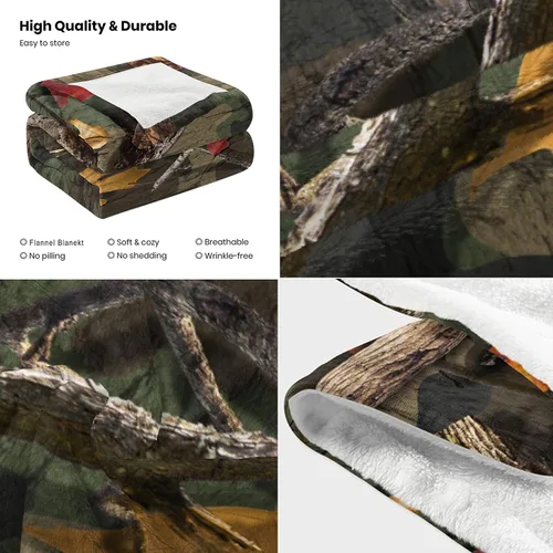 Miniatura 3 de Manta clásica de camuflaje forestal para sofá, manta de forro polar de felpa súper suave y cómoda, manta decorativa de franela de vellón para todas