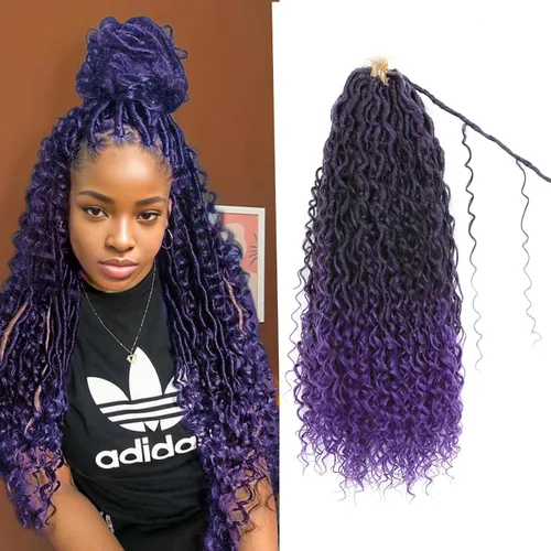 Miniatura 11 de River Locs Cabello de Crochet para Mujeres Negras - Boho Goddess Locs Grochet Hair, Boho Hippie Loc (18" 6 Paquetes T1B/púrpura#)