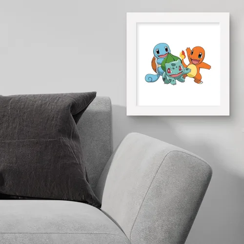 Miniatura 4 de Gallery Pops Pokemon - Bulbasaur, Charmander, Squirtle - Arte de pared con marco blanco, 12 x 12 pulgadas Versión enmarcada en blanco