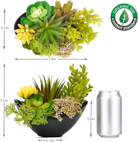 Miniatura 2 de Plantas suculentas artificiales, plantas falsas en maceta, suculentas artificiales de 7.2 pulgadas, plantas artificiales y vegetación para jardín