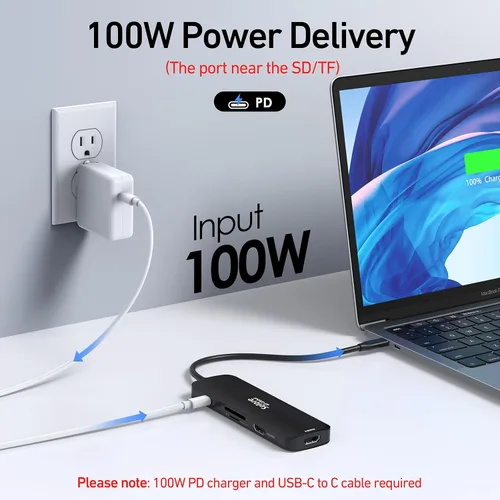 Miniatura 5 de Estación de acoplamiento USB C Monitor HDMI dual, adaptador USB C a HDMI dual con 2 puertos HDMI, carga PD, SD/TF, puertos USB A y C 3.0, estación