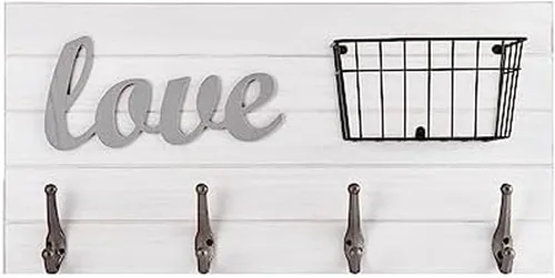 Miniatura 8 de MELANNCO Sentiment - Ganchos de pared para exhibición de pared, juego de 2, 32 x 12 pulgadas, color blanco y gris