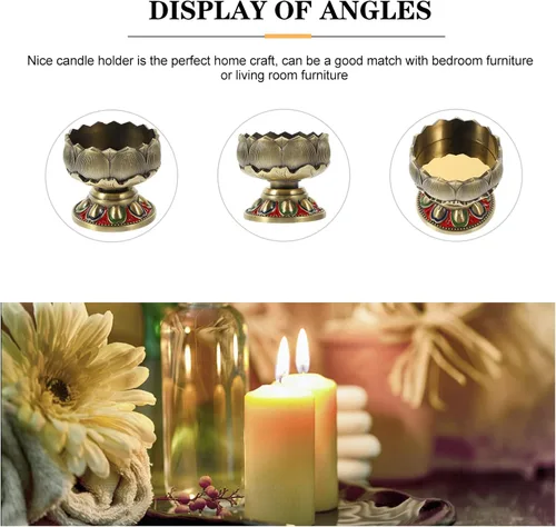 Miniatura 2 de Vaguelly Soporte de vela budista, soporte para lámpara de mantequilla con forma de loto, soporte para lámpara de meditación, decoración zen, lámpara
