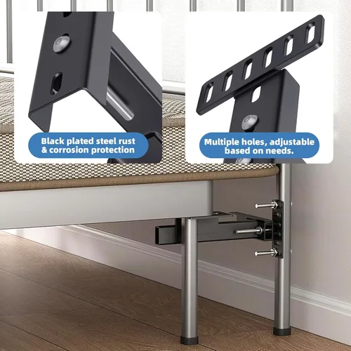 Miniatura 4 de Soportes de cabecera ajustables para marco de cama de metal con kit de extensión de estribo, soportes de montaje universales de alta resistencia