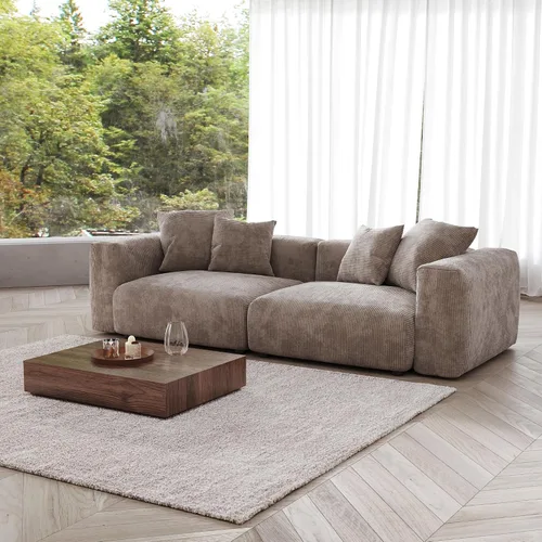 Miniatura 30 de JACH Sofás Seccionales de Pana para Sala de Estar, Sofá Seccional Modular con Otomanas Chaise, Fundas de Cojines Removibles, Sofá Cama Moderno