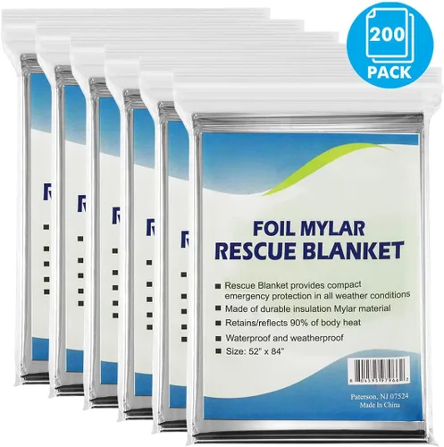 Miniatura 2 de NOVAMEDIC Mantas térmicas de aluminio de Mylar de emergencia, paquete de 200, 84 x 52 pulgadas, envueltas individualmente, manta de supervivencia
